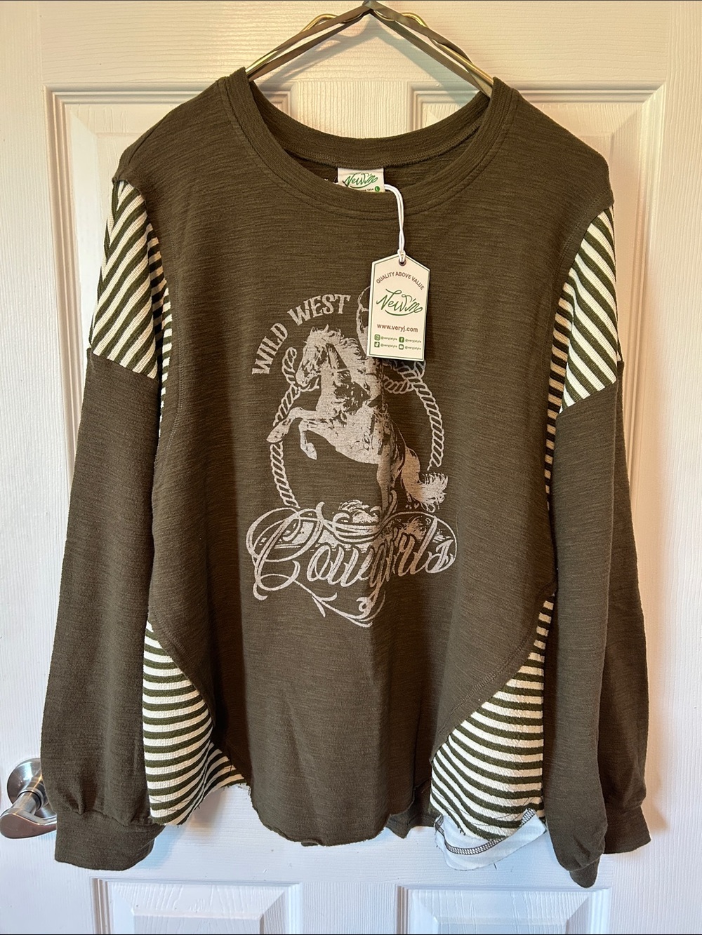 Olive Green Wild West Cowgirls Long-Sleeve Tee